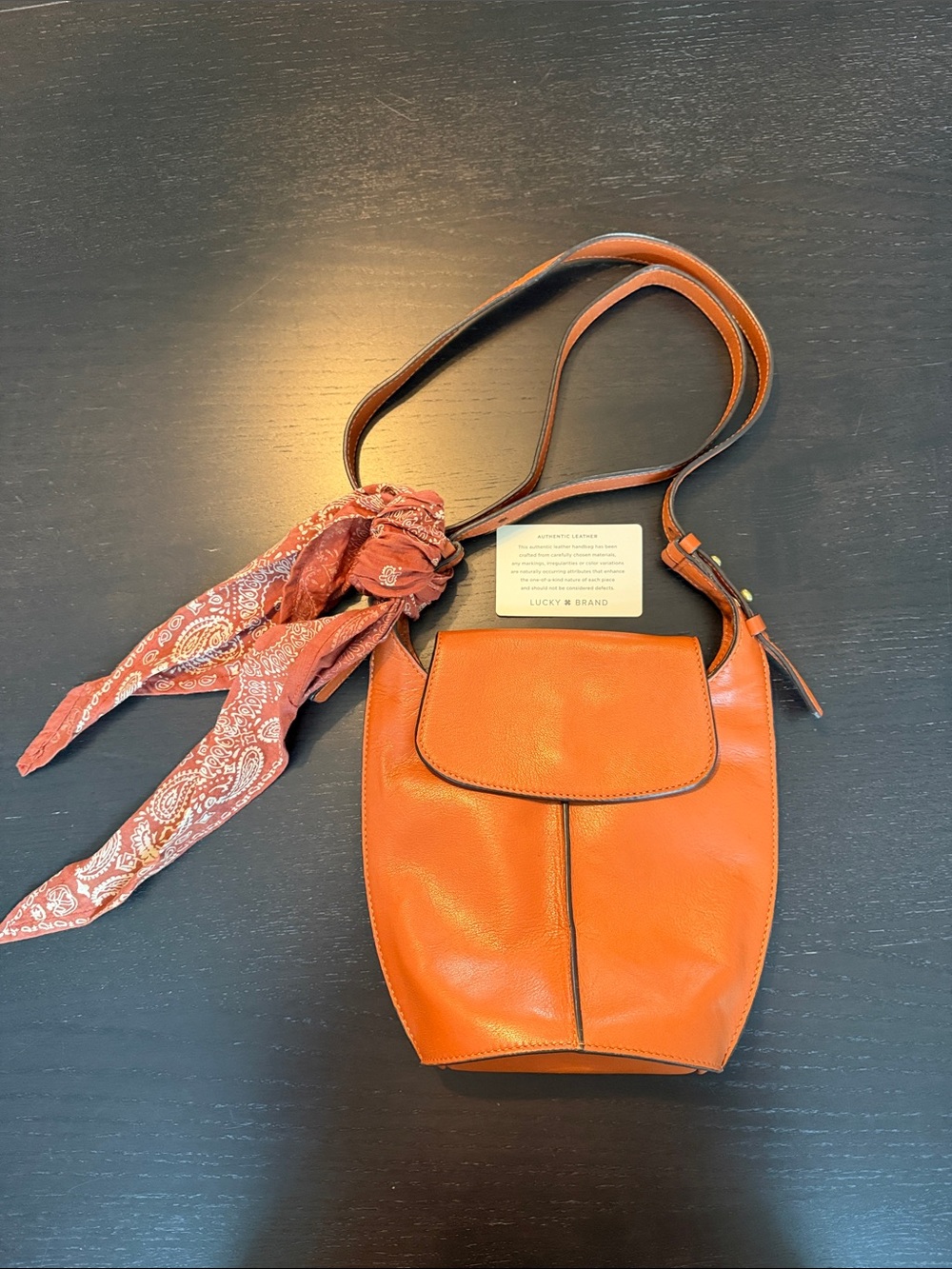 Lucky Brand genuine leather shoulder crossbody purse cognac